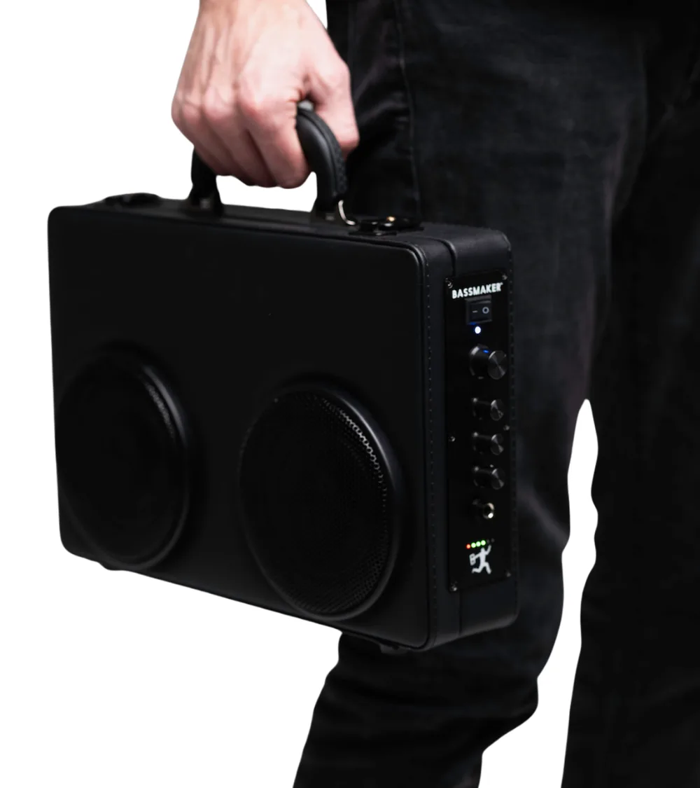 treblemaker 2.0 carried by the handle, side control panel with bassmaker badge